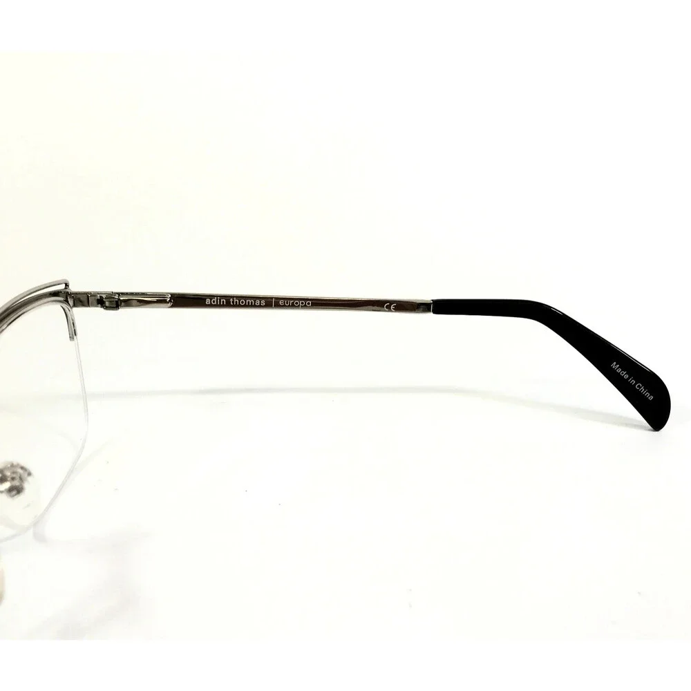 Adin Thomas Eyeglasses Frames AT-426 C3 Purple Silver Cat Eye Half Rim 52-16-135
